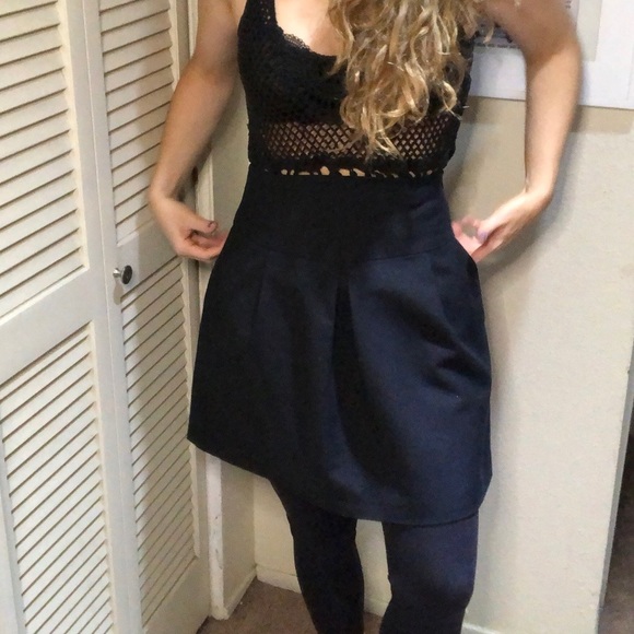 Zara basic black high waisted mini above the knee skirt with side pockets Sz m - Picture 5 of 7